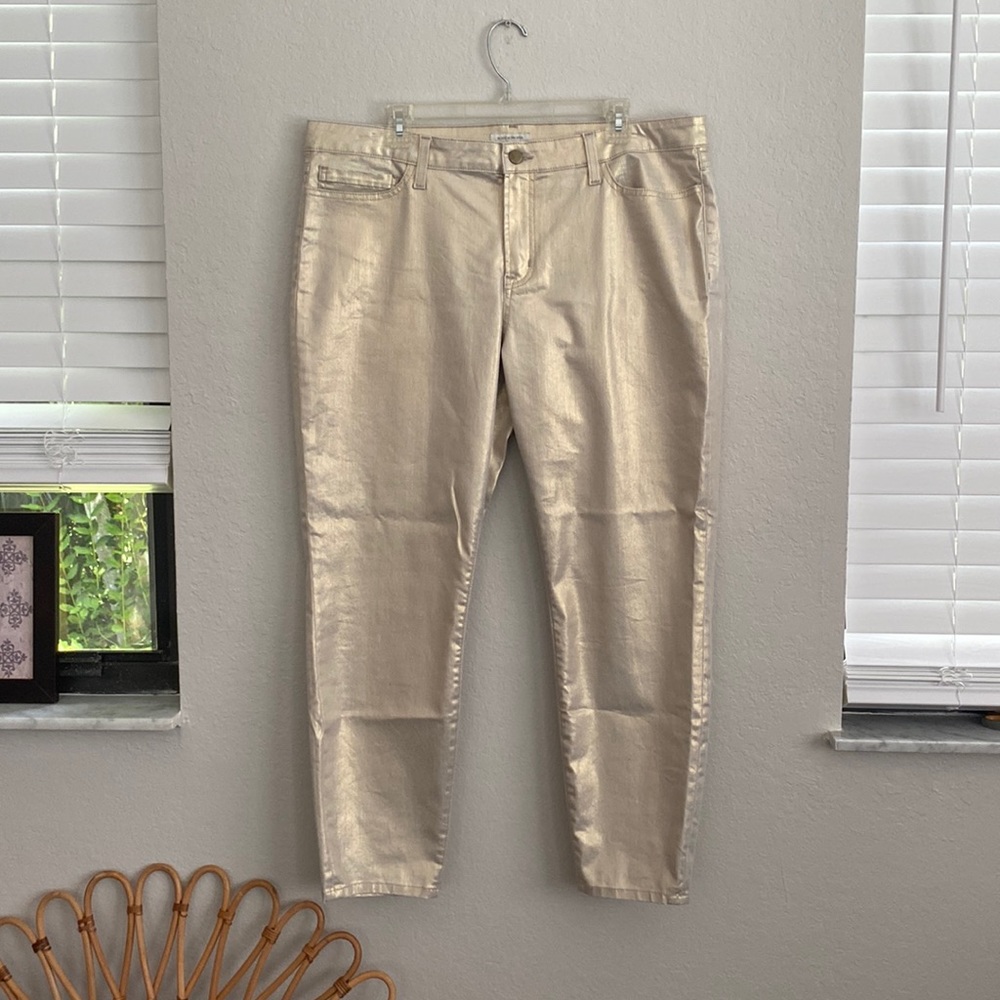 Boston Proper Gold Ankle Pants